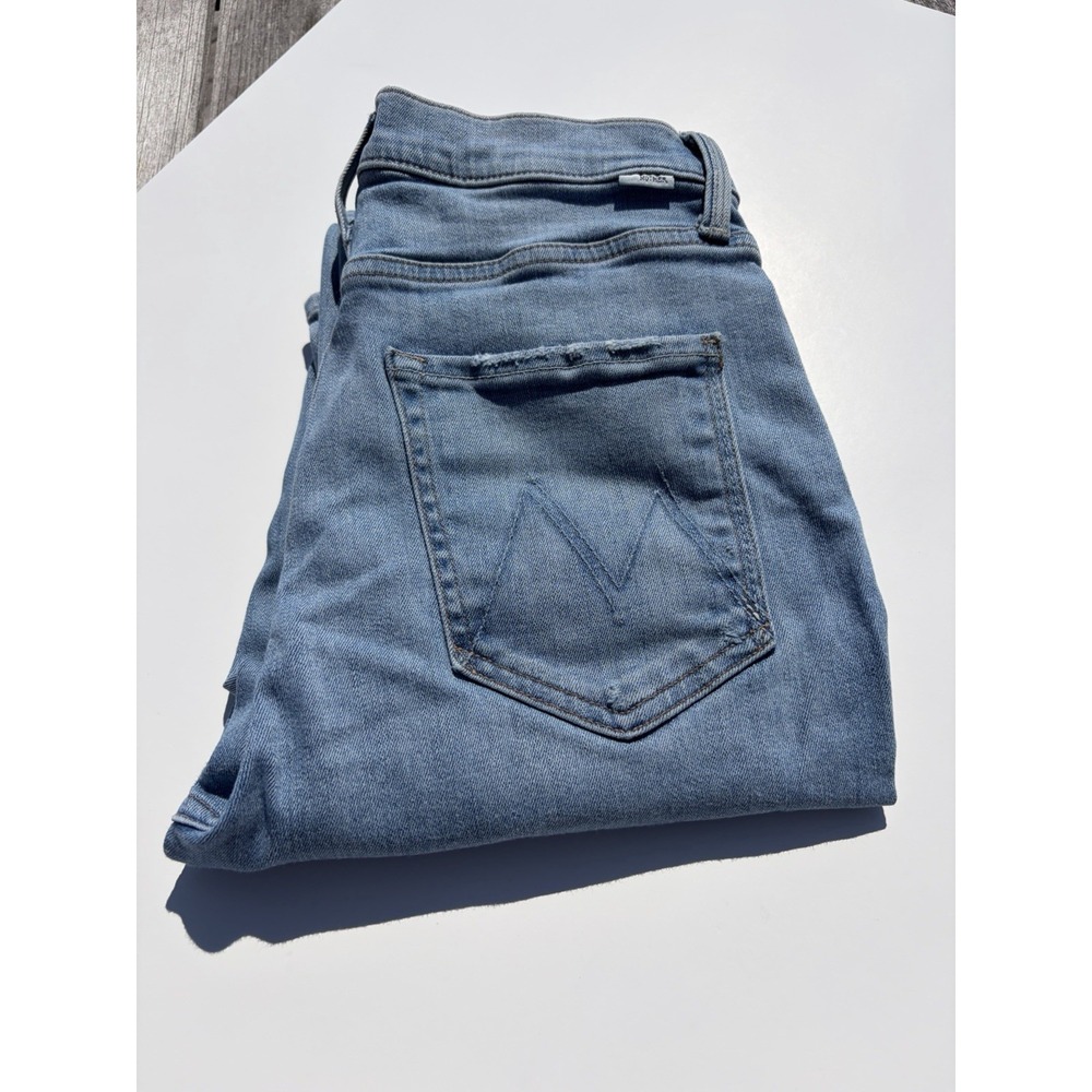 MOTHER High Waist Distressed Rider Skimp The Dreamer Light Wash Size 27